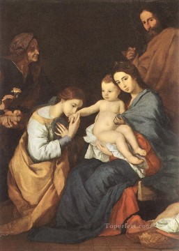 Jusepe de Ribera Painting - The Holy Family with St Catherine Tenebrism Jusepe de Ribera